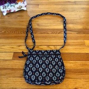 EUC Small Vera Bradley Crossbody‎ Navy Blue Print